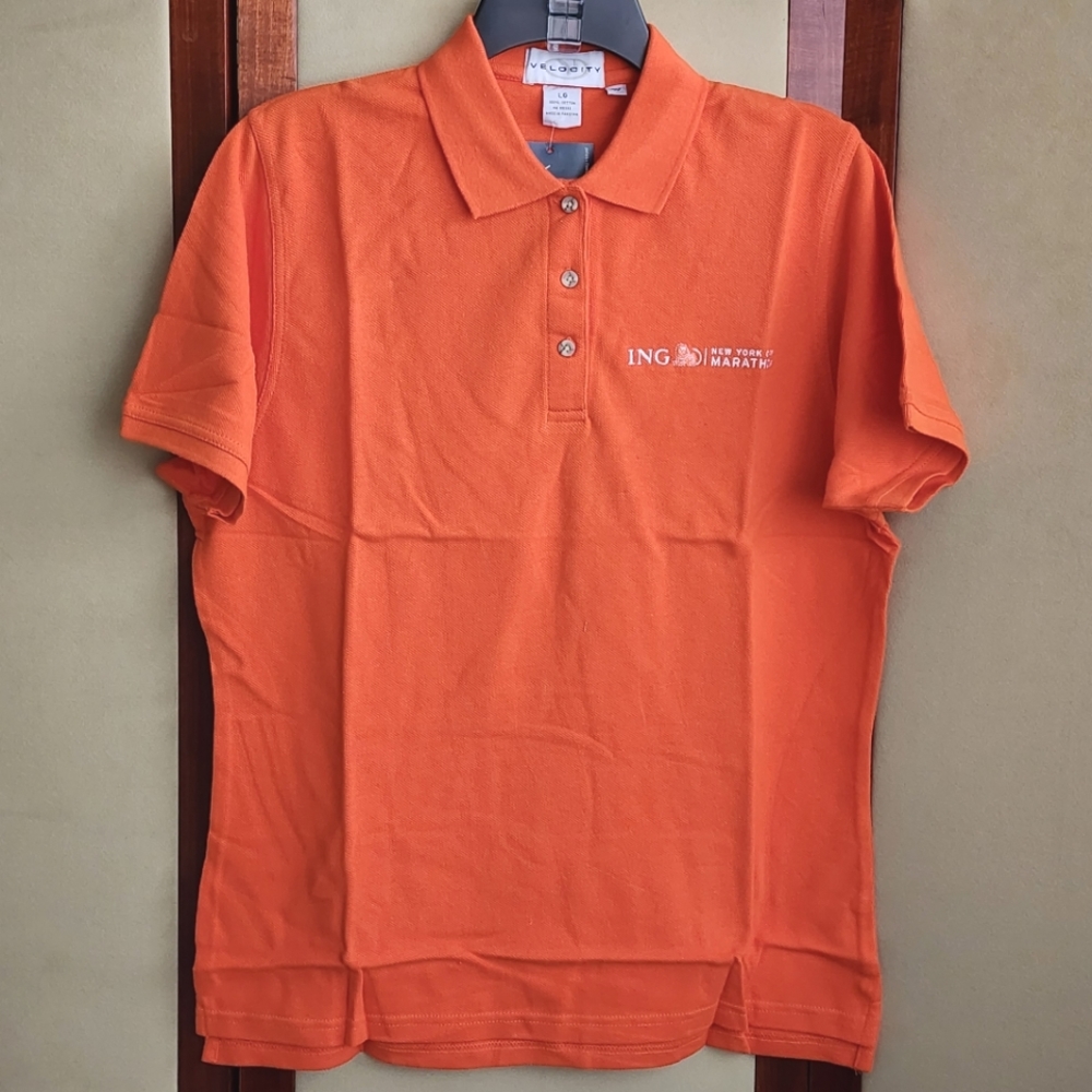 Velocity ING New York City Marathon Orange Polo Shirt Size Large